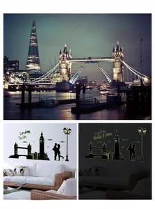 Glow in the dark London Bridge wall decals showing day and night luminous effect details