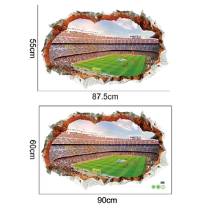 Detailed view of 3D football stadium wall stickers in 55x87.5cm and 60x90cm sizes