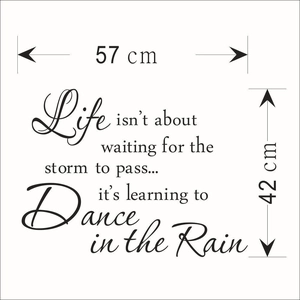 Black inspirational life quote wall sticker for home decor measures 57cm wide and 42cm high