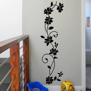 Classic Black Flower Vine Tree Branch Wall Sticker Removable PVC Waterproof Floral Wall Decal For Bedroom Living Room Decor