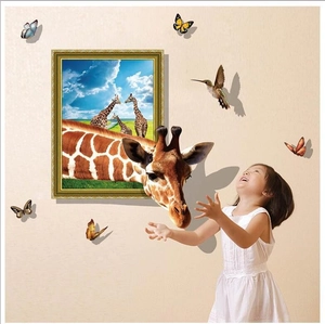 3D-Giraffe Wandaufkleber-Set mit Schmetterlingen für Wohnzimmer Schlafzimmer Deko