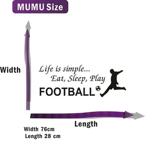 Inspirational eat sleep play football wall quote sticker with player silhouette 76x28cm