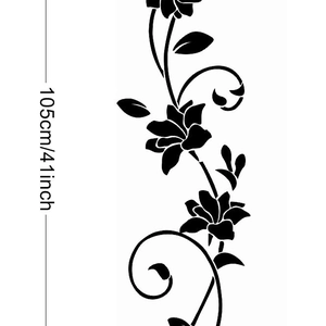Classic black floral vine wall sticker 105cm height for bedroom home decoration