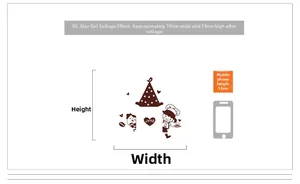 Dimensions détaillées du sticker mural DIY fille étoilée, hauteur et largeur de 19 cm