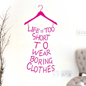 Magenta Life is Short wall decal with hanger and dress silhouette for fitting rooms