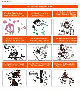 Tableau de tailles détaillé pour divers autocollants muraux animaux de dessins animés
