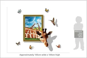3D-Giraffen-Wandtattoo Wandbild 105x100cm für Schlafzimmer und Wohnzimmer Deko