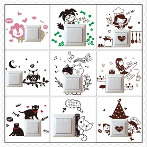 Autocollants Muraux Interrupteur En PVC Amovibles Dessins Animés Mignons Stickers Décoratifs Imperméables Pour Chambre Salon Cuisine Chambre D'Enfants