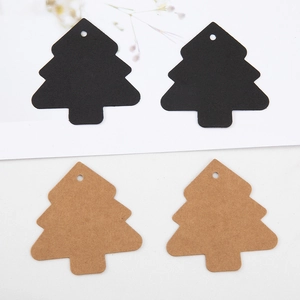 Vintage Christmas Tree Shaped Blank Kraft Paper Hang Tags Holiday Gift Labels Cardstock DIY Baking Packaging Decoration