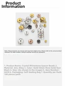 Detalle macro de cuentas espaciadoras con diamantes de imitación para joyería artesanal