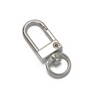 Close-up of polished silver swivel lobster clasp for DIY jewelry and bag hardware