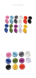 Dettaglio dei chiusure per spille in gomma colorata per badge e accessori fai-da-te