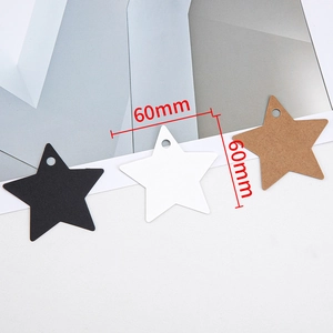Pentagram star gift tags in black white and kraft paper colors for DIY wedding decor