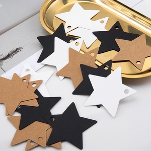 Star shaped kraft paper gift tags in black white and brown colors for DIY wedding decor