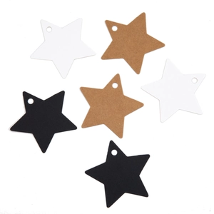 Pentagram star gift tags in white, brown, and black kraft paper for DIY crafts
