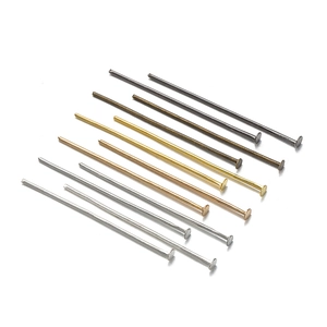 Zinc Alloy Flat Head Pins T Pins For DIY Jewelry Making Beading Connector Findings Gold Silver Bronze Gun Black KC Gold Rhodium
