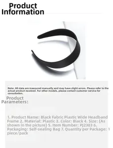 Detail view of the black fabric wrapped plastic headband base for DIY hair accessories