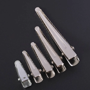 Lot de pinces à cheveux crocodile argentées en cinq tailles pour nœuds DIY et coiffure