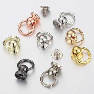 Copper Pull Ring Screw Rivets Round Monk Head Studs For Phone Case Decoration Leather Craft DIY Jewelry Making Findings