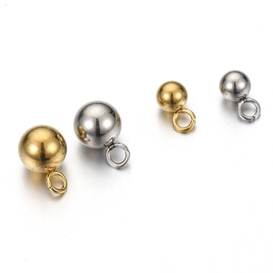 Colgantes de Bola Sólida de Acero Inoxidable Con Agujero Redondo Accesorios para Crear Pulseras y Collares DIY Dijes de Metal
