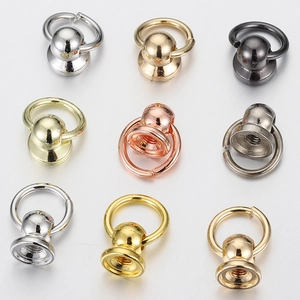Copper ball head stud with ring in multiple metallic colors for DIY phone cases and bags