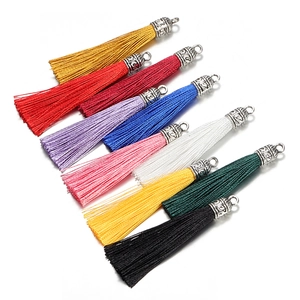 Retro Alloy Cap Colorful Polyester Tassel Pendants For DIY Jewelry Making Earrings Hair Accessories Bookmark Crafts