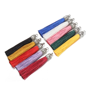 Set of 6cm colorful tassels with silver caps for DIY jewelry and hair accessories
