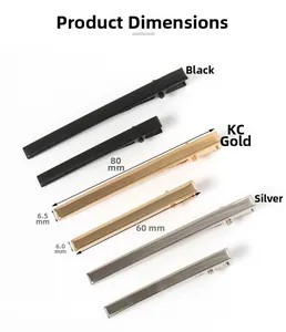 Hair clip size comparison for 80mm and 60mm in black, KC gold, and rhodium finish