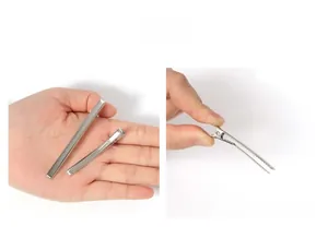 Macro detail of silver metal alligator hair clips with non-slip teeth for DIY accessories