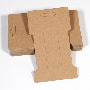 50 tarjetas de papel kraft para exhibir joyas y gomas del pelo con agujeros precortados