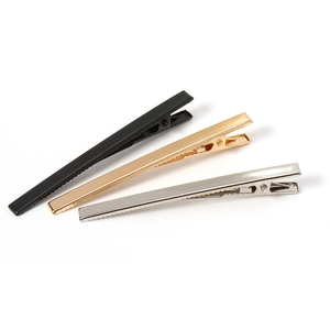Three-piece metal duckbill hair clips set in black gold and silver finishes for DIY styling