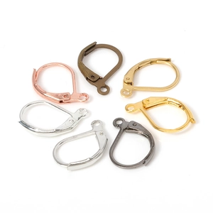 French D-shaped oval lever back earring hooks in seven assorted metallic finishes