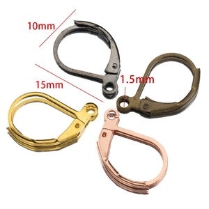 15mm Lever back earring hooks in gold, bronze, and silver finishes for DIY jewelry making