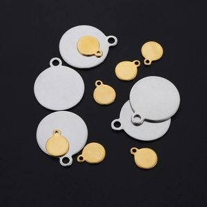 Mirror polished gold and silver stainless steel round disc pendants for DIY jewelry making