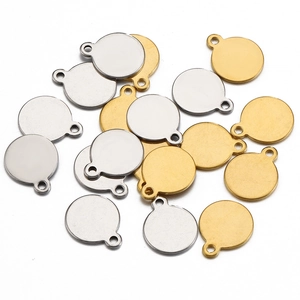 Polished stainless steel round blank pendants in gold and silver for DIY jewelry making