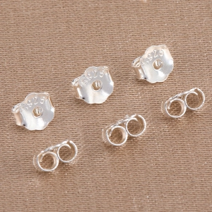 Cierres de Mariposa para Pendientes de Plata de Ley 925 y Postes de Pendientes con Base Plana Accesorios DIY