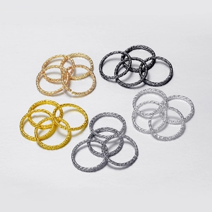 Strukturierte Zinklegierung Biegeringe Gehämmert Rund Offene Verbinder Geprägt DIY Schmuckzubehör Gold Silber Rhodium KC Gold Waffenschwarz Zubehör