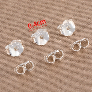 Lote de cierres de pendientes de mariposa en plata de ley 925 de 0,4cm para joyas