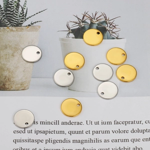 Pendentifs ronds en acier inoxydable poli or et argent pour la fabrication de bijoux DIY