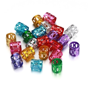 Aluminum Hollow Dreadlocks Hair Cuffs Adjustable Metal Hair Beads Rings For Braiding Beard Accessories Hip Hop Jewelry