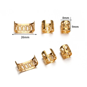 Adjustable hollow golden aluminum dreadlock beads hair accessories with mesh texture
