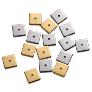 Edelstahl Quadratische Flache Abstandsperlen 18K Vergoldet Geometrische Anhänger Für DIY Halsketten Schmuckherstellung