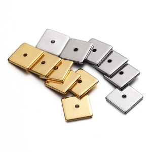 Flache quadratische Edelstahl-Abstandshalter in Gold und Silber für DIY-Schmuckbau