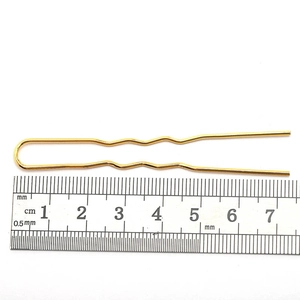 7,5 cm Gouden U-vormige metalen haarspeld met gegolfde textuur voor knotjes kapsels