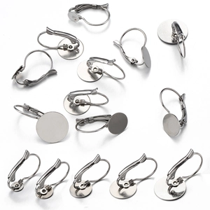 Stainless steel leverback earring hooks with flat pads for DIY jewelry making set