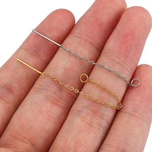 Pendientes de cadena larga de acero inoxidable dorado y plateado para bisutería DIY