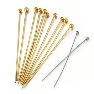 Polished 18k gold and silver stainless steel ball head pins for jewelry making and DIY crafts
