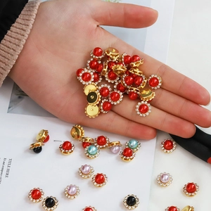 Golden sunflower crystal pearl buttons for DIY jewelry making and clothing decoration