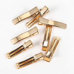 Set of seven high-polish golden metal alligator hair clips for DIY hair accessories crafting