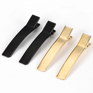 Set of 4 thickened metal duckbill hair clips in gold and matte black finishes